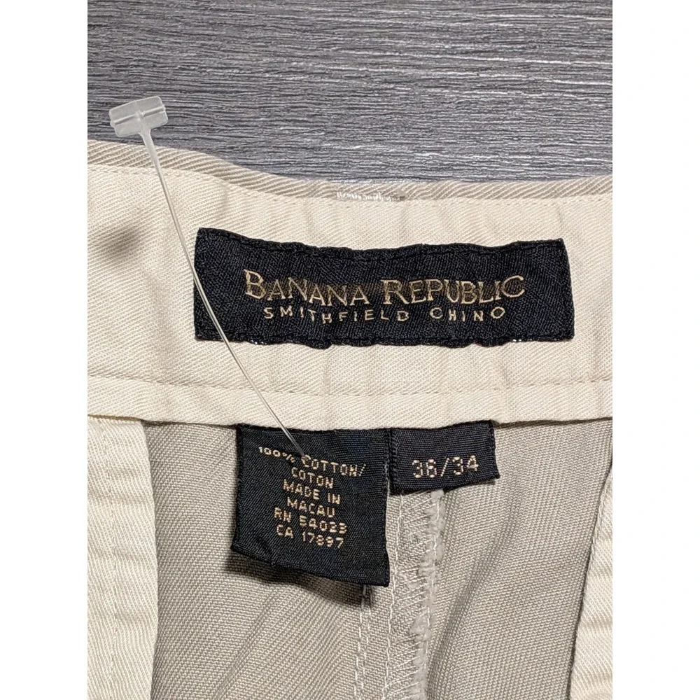 NWT VTG Banana Republic Men's Tan Smithfield Chino Pleated Cuff Pants Size 36x34